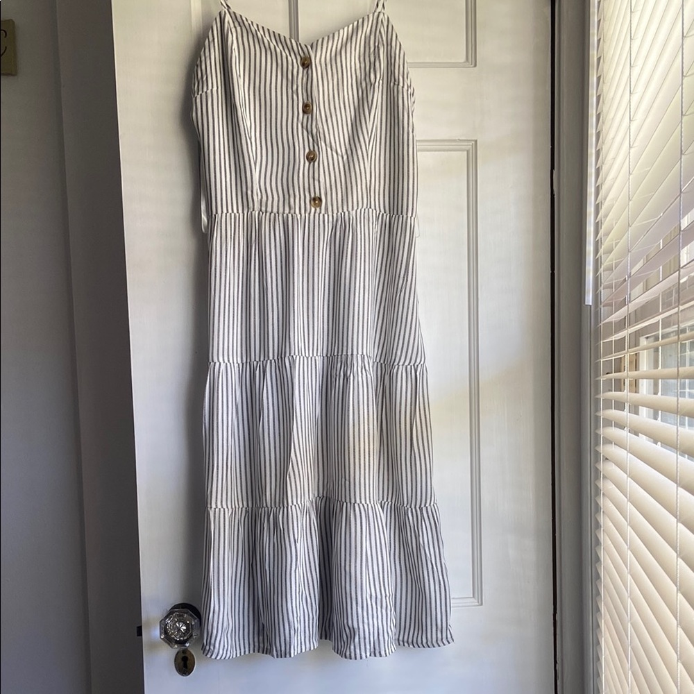 Striped White and Gray Women's Dress